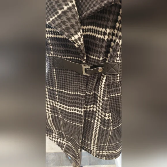 Plaid Women's Jacket - Black and White - Picture 3 of 13